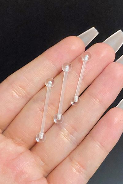 Blisse Piercing Women's Transparent Antiallergic Bioplast Tongue Piercing 1 Piece