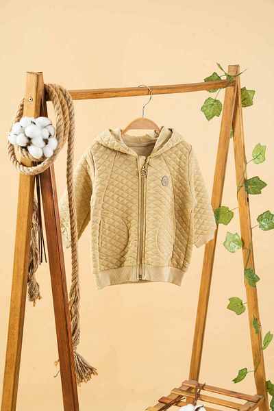 bombe Baby Kids Khaki Hooded Cotton Comfortable Cardigan Coat Trend Fashion Cardigan Coat