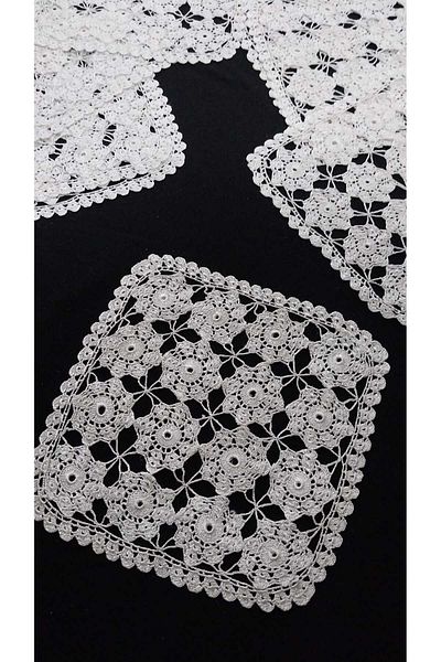 Papatyam 8 Pieces Hand Knitted Crochet (16X16) Room Set Lace/Vintage/Dowry Lace/Floss Yarn