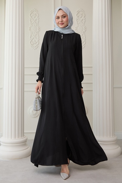 InStyle Чорна фату з підтягнутими рукавами та поясом