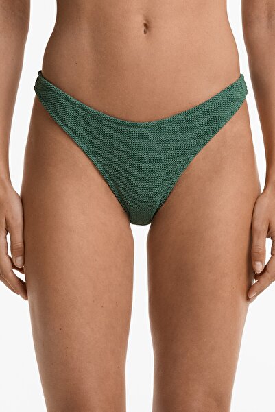 Oysho U kesim orta kapatıcılıkta crinkle bikini altı