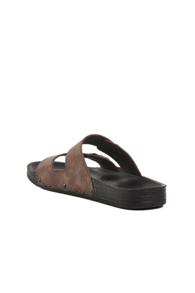 Pierre Cardin Brown Double Striped Light Leather Men's Slippers Pc-7038 m