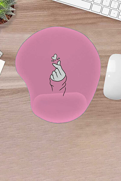KARMAT Damla, model de mână roz, inimă, confortabil, mouse pad cu suport pent...