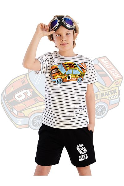 MSHB&G Racer Car Stripes Boys Summer T-Shirt Shorts Set