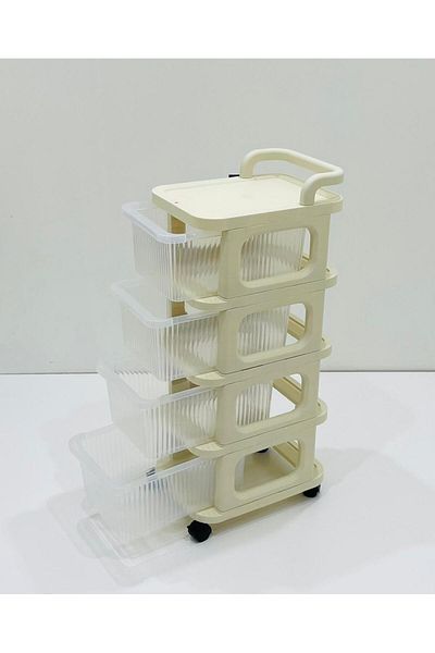 TrentonGCC Four-Tier Rolling Storage Rack with Ribbed Compartments