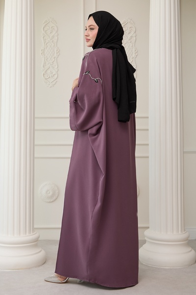 InStyle Abaya with Stones Dress | Ivy Pattern and Dried Rose