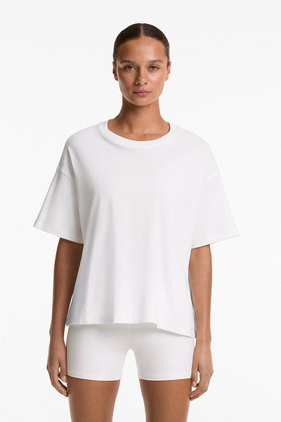 Oysho Boxy short-sleeved cotton blend T-shirt