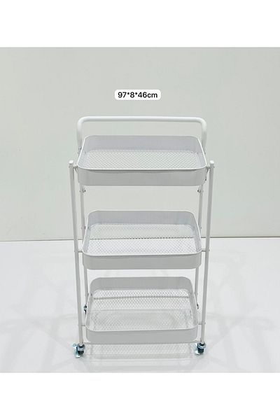 TrentonGCC Three-Tier Rolling Mesh Storage Cart