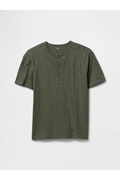 GAP Erkek Çocuk Haki Henley T-Shirt