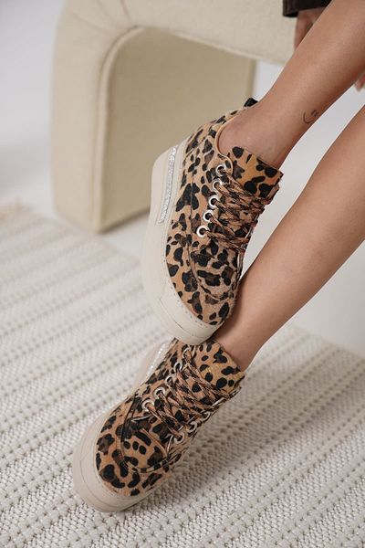 EMOYRA Pantofi sport pentru femei Alice cu model leopard