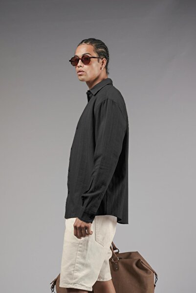 king brich Long Sleeve Plain Linen Shirt