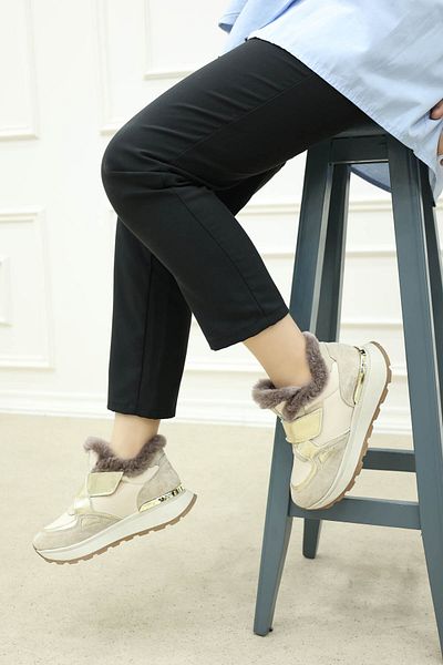FAST STEP Pantofi de damă casual din piele naturală din shearling - 757KZA24056