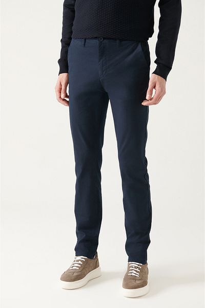 Avva Marineblaue, flexible Chino-Canvas-Hose für Herren 003002