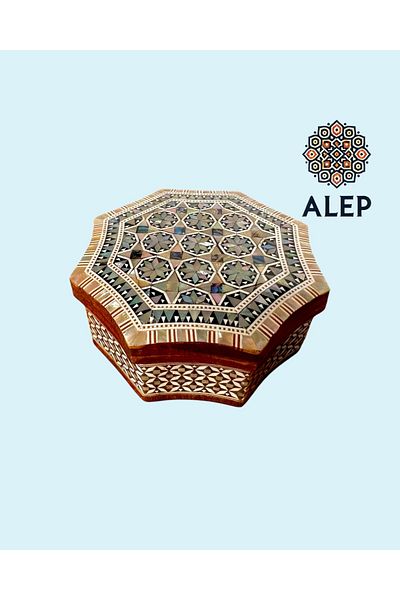 ALEP Mother of Pearl Inlaid Octagonal Rosary/Jewelry/Decorative Box Luxury (Handmade)