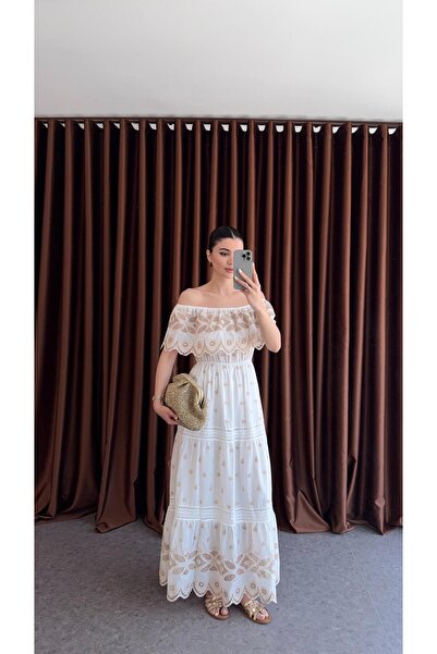 HAZELANNA فستان مادونا بياقة صدفية