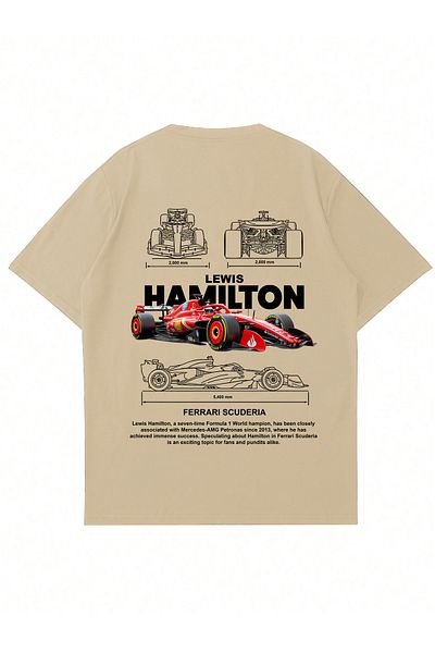 Mad&Calf Μπλουζάκι Unisex Lewis Hamilton με στάμπα με λαιμόκοψη