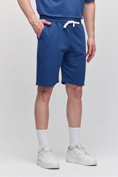 COMBİNE MİCHAİL Ανδρικό σετ 2 τεμαχίων Relaxed Fit Comfortable Fit Lettering Indigo αθλητική φόρμα χωρίς ασπρόμαυρο