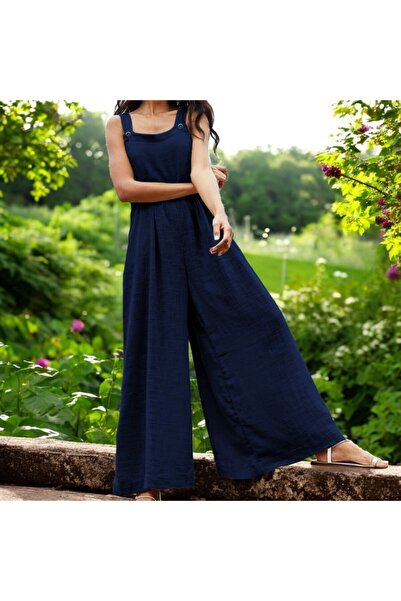 Barbora Yazlık Rahat Salaş Keten Tulum