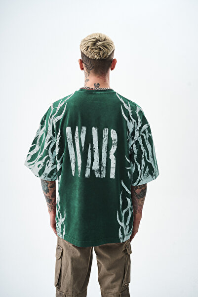 Respire Ανδρικό πράσινο μπλουζάκι Oversize War Printed Washable