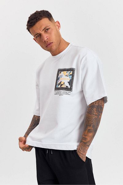İLKCET MODA Men's Oversize Printed T-shirt
