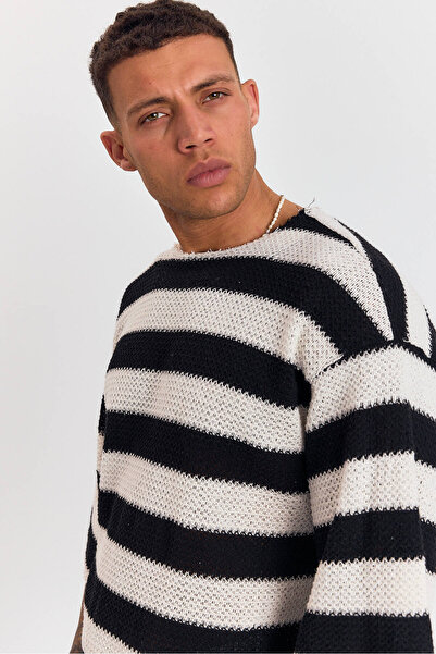 İLKCET MODA Örme Jakarlı Yarım Kol Oversize Tshirt