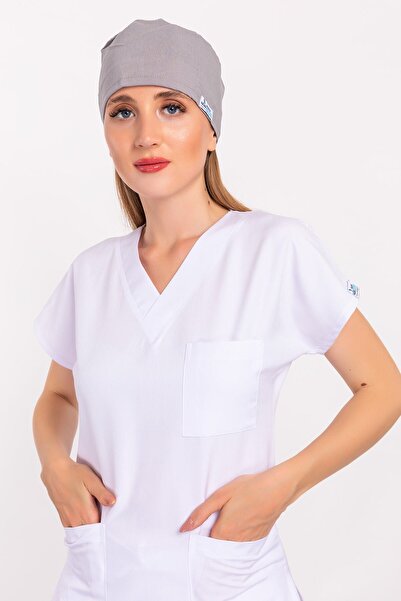 Nur Medikal Giyim Unisex Düz Gri Doktor Hemşire Hastane Medikal Cerrahi Bone