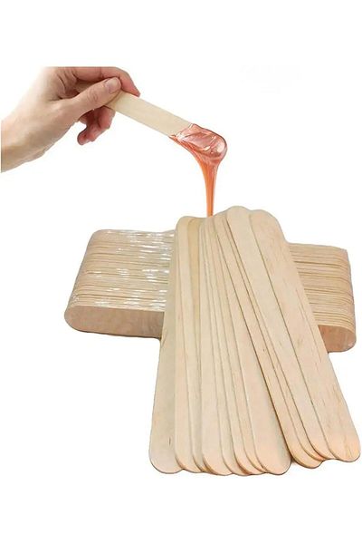 LA PERLA TECH 100 Pieces Wooden Tongue Depressor Waxing Spatula