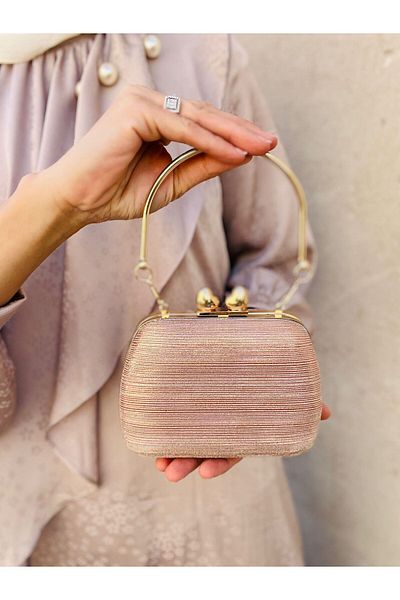 Çanta Trend Stay On Rose Laser Femei Metal Mâner de prindere Inimă Clip-on Rochie de Seară Geantă de mireasă