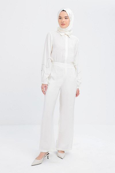 ALLDAY Modal Wide Leg Trousers with Side Zipper S77123A0
