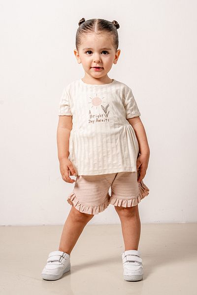 bombe Baby Children's Cotton Shorts Comfortable 2-Piece Set Trend Fashion Bottom Top Set