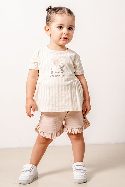 bombe Baby Children's Cotton Shorts Comfortable 2-Piece Set Trend Fashion Bottom Top Set