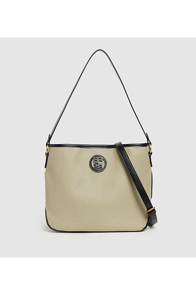 BCBG Khaki Logo Detail Shoulder Bag