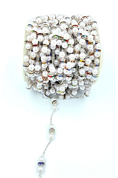 yiğit aksesuar 50cm Aluminum Non Tarnish Rondel Pearl Chain Bracelet Necklace Production with Materials in Hand