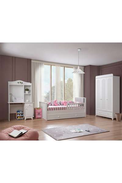 miracool Mira Beyaz Çocuk Odası / Ücretsiz Kurulum / Ortopedik Yaylı Yatak Dahil