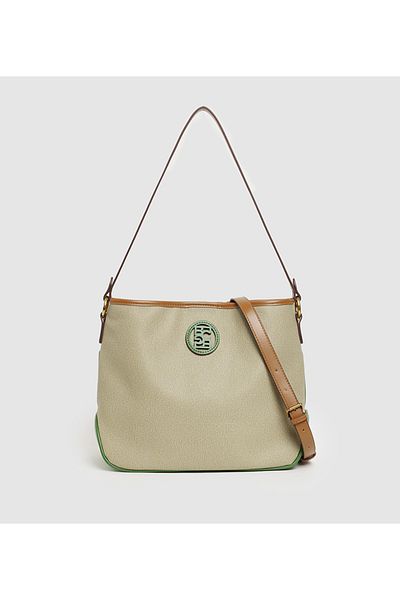BCBG Khaki Logo Detail Shoulder Bag
