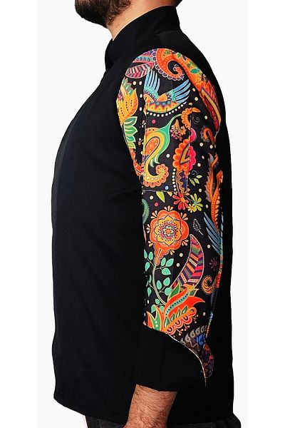 Ant Rotagrup Üniforma ve İş Elbiseleri Unisex Chef Jacket - Ethnic Patterned Long Sleeve Kitchen Jacket