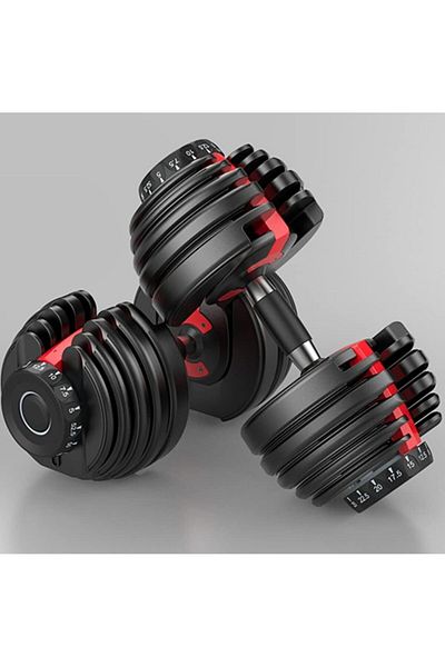 YALLA HomeGym 24KG PAIR of Smart ADJUSTABLE DUMBBELLS with Quick Automatic 15 Different Weights Adjustment