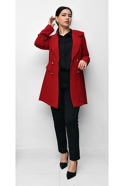 Şeker Portakalım سترة Selinada Fashion 409 باللون الأحمر الداكن غير مبطنة