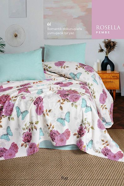 lissehome Rosella Pink Single Pique Set 100% Cotton with Elastic Sheets