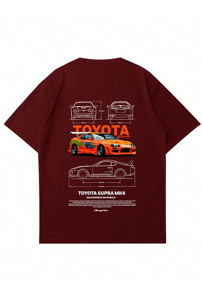 Mad&Calf Μπλουζάκι Unisex Toyota Supra με στάμπα με λαιμόκοψη