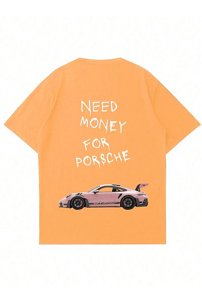 Mad&Calf Unisex Need Money For Porsche εμπριμέ κοντομάνικο μπλουζάκι με λαιμόκοψη