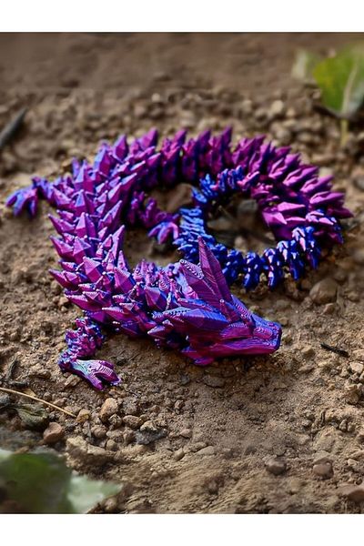 MooieBaby's Crystal Dragon - Animated Organic 3D Figure Toy |   Decorative Collection Product - Purple-Blue - 30cm