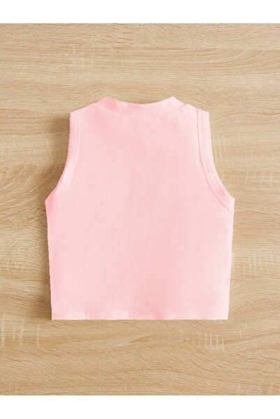 PENTHİLUS Little Girls Summer Cartoon Printed Stand Collar Sleeveless Blouse, Short Sleeve Top