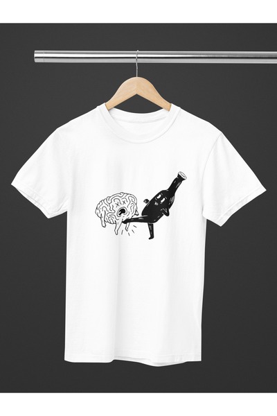 Butik Tricou cu mânecă scurtă cu gât rotund pentru femei/bărbați bumbac 100% lu Brain Transfer cu imprimeu