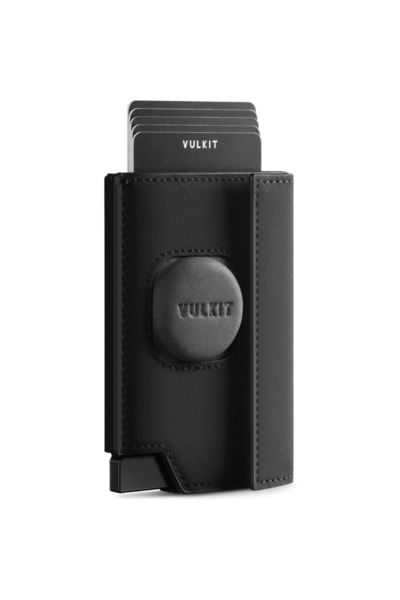 VULKIT محفظة من الجلد الصناعي، حماية Airtag 360 درجة، آلية بطاقة المنبثقة، حجب Rfid