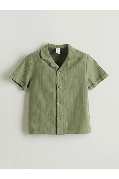 LC Waikiki Lcw Kids Green Linen Blend Boys' Shirts & Shorts 2-Pack