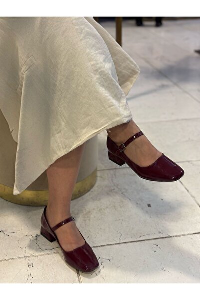 Parlabyayçe Bordo Topuklu Ayakkabı