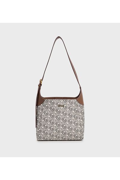 BCBG Off White Logo Detail Shoulder Bag