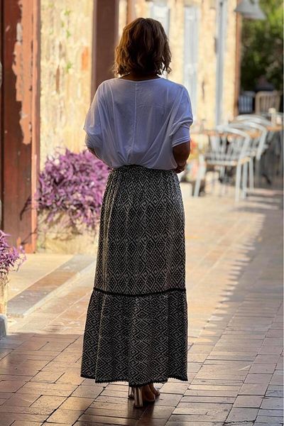 Nevin Kaya Moda Χακί τσιγγάνικη φούστα - 100% βαμβακερή βισκόζη