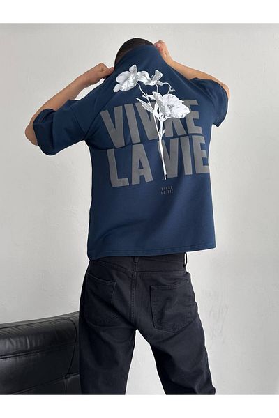 İLKCET MODA Μπλουζάκι La Vie Unisex με στάμπα Oversize